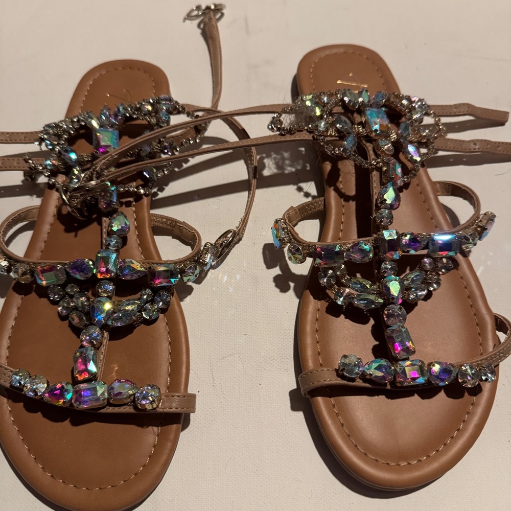 Embellished Tan Sandals